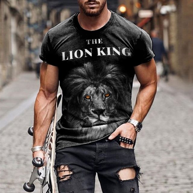 BrosWear Fashion Casual Lion Short Sleeve T-Shirt
