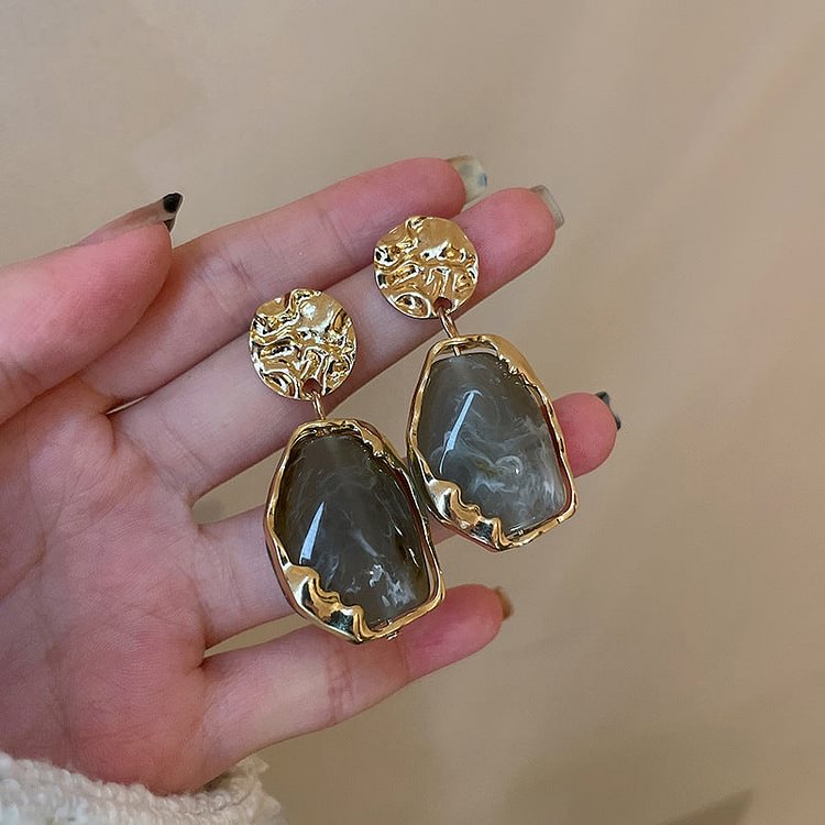 925 silver pin resin geometric earrings