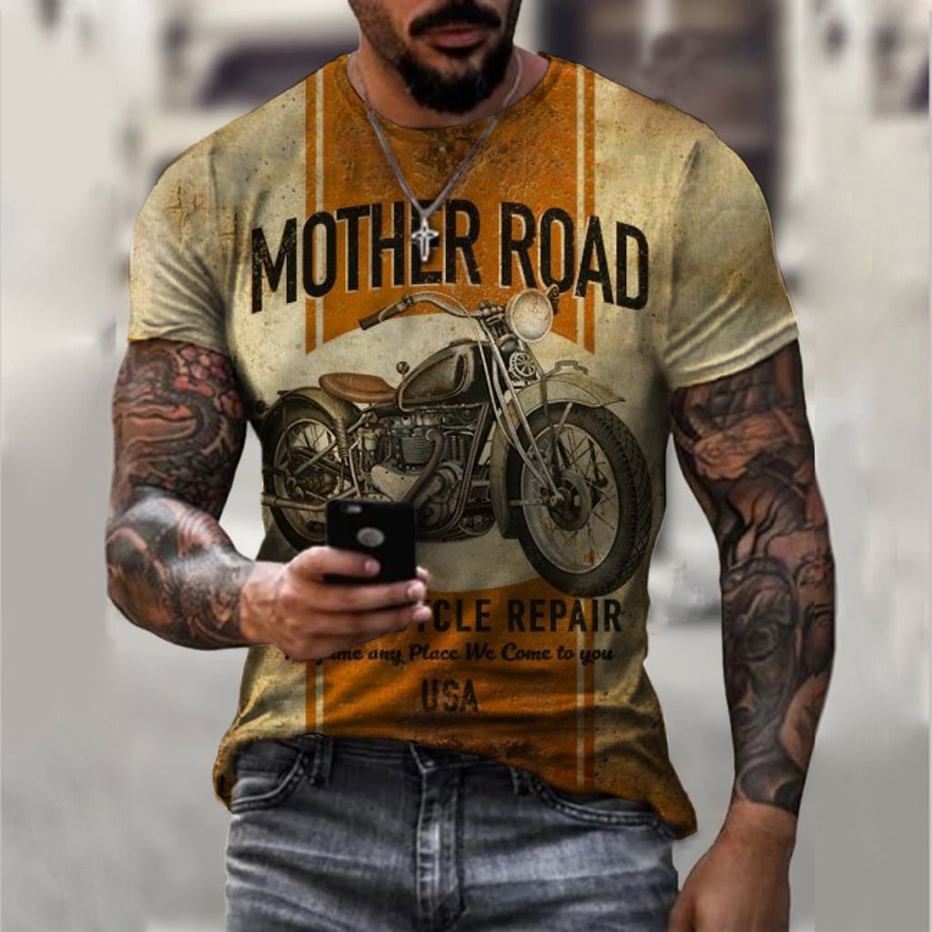 Retro Motorcycle Poster Casual T-shirt / [viawink] /