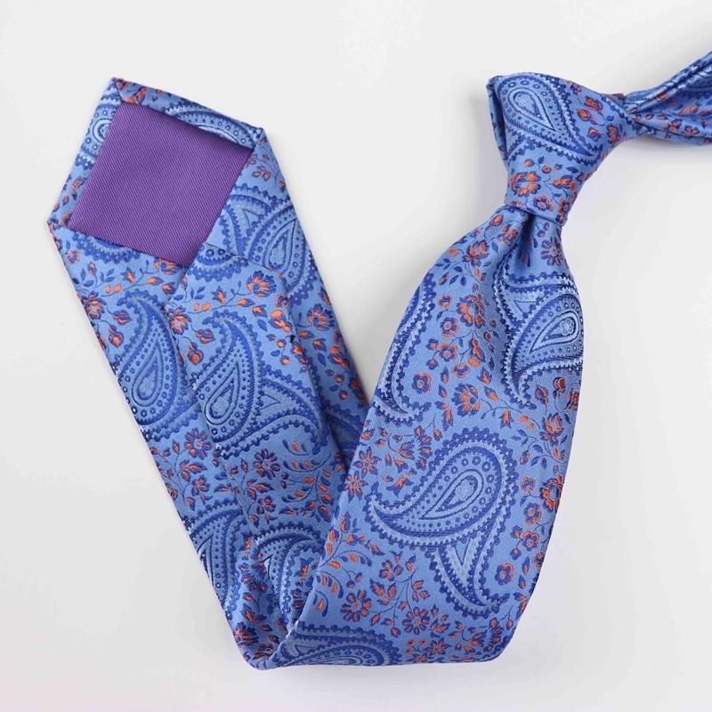 Cravate en soie bleue à motif cachemire-Soie Plus