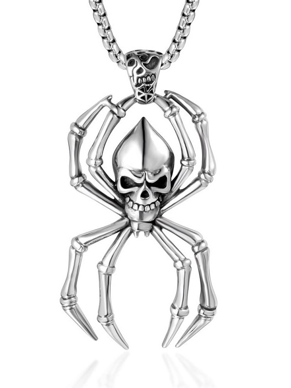 Gothic Stainless Steel Spider Retro Necklace