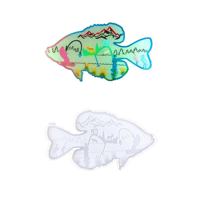 Large Fishing Theme Fish Wall Hanging Decorations Silicone Resin Mold