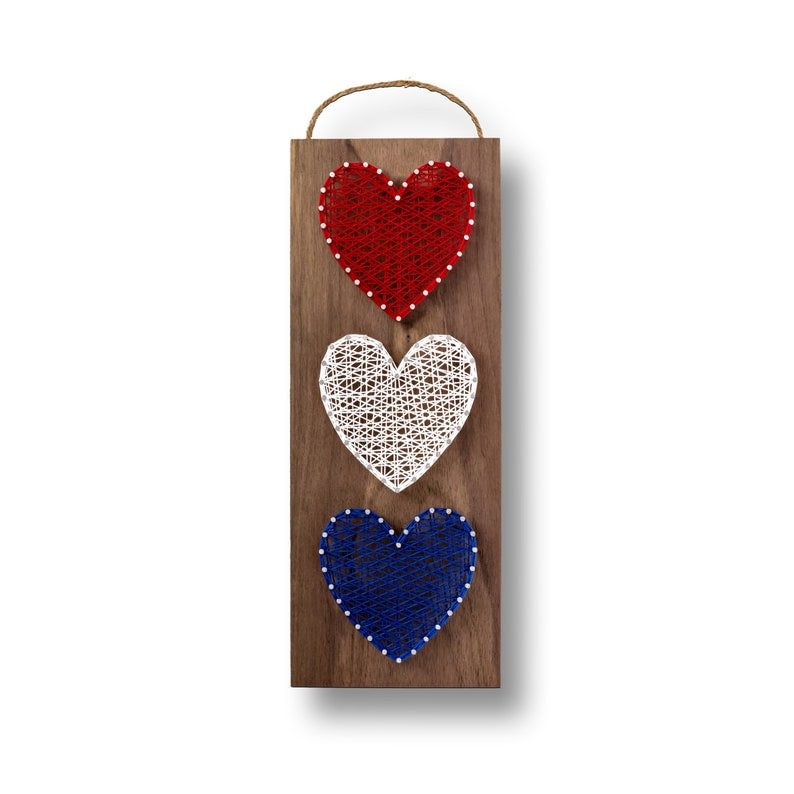 String Art -Patriotic Hearts 5" x 12"-Ainnpuzzle
