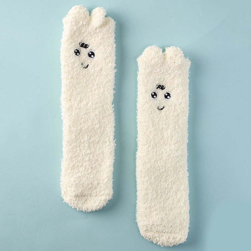   Fashion cute face patterns coral fleece socks - Neojana