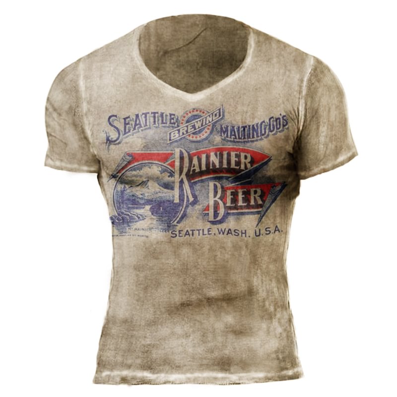 Rainier Brewing Mens vintage print T-shirt / [viawink] /