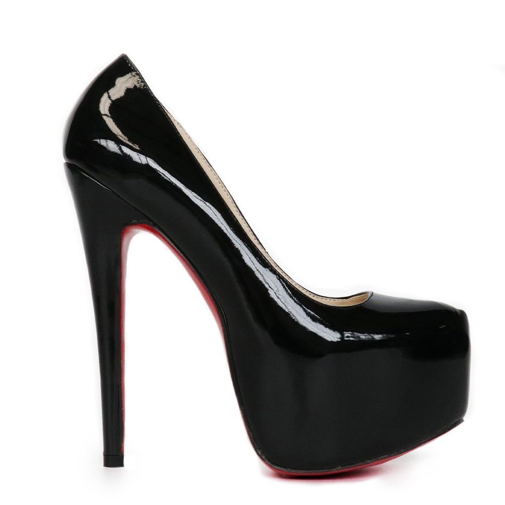 160mm Women's Platform Stiletto High Heel Pumps Shoes Black Patent-vocosishoes