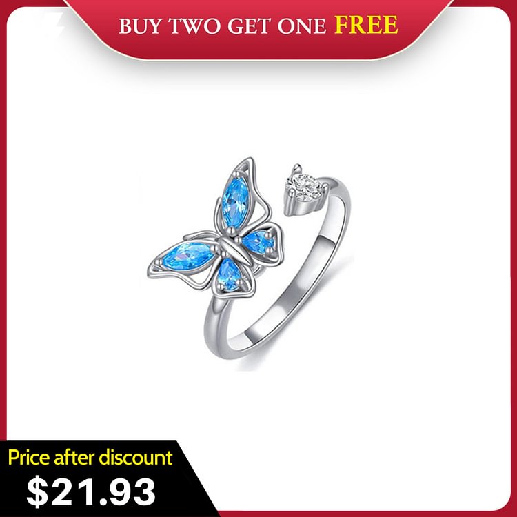 For Daughter - S925 There is Always Time to Start Again Butterfly Fidget Ring