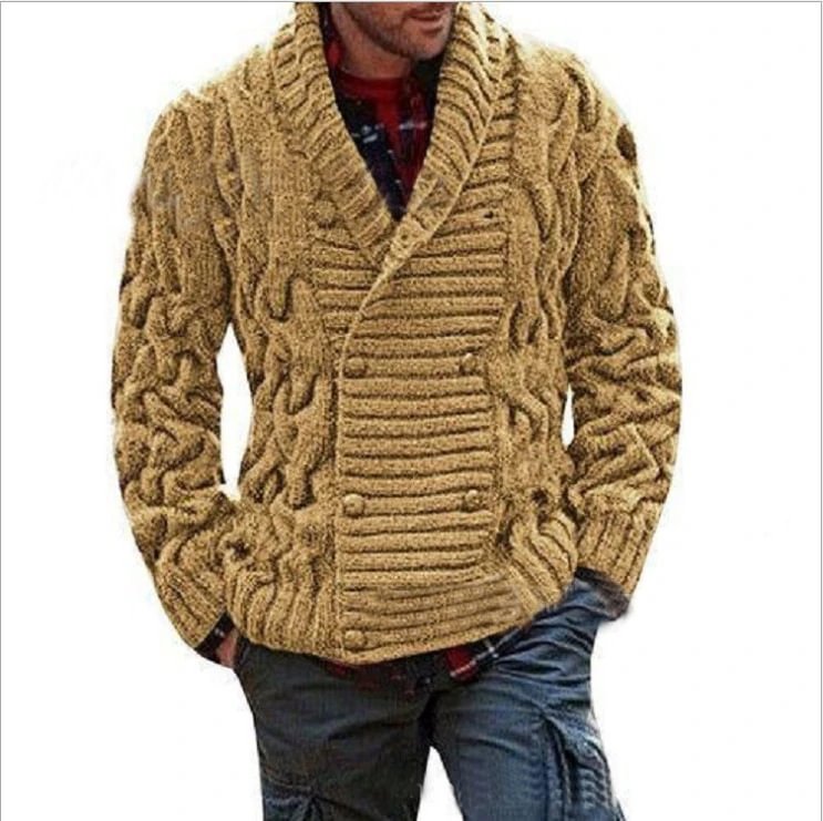 Men's Cardigan Large Size Knitted Sweater Coat-Corachic