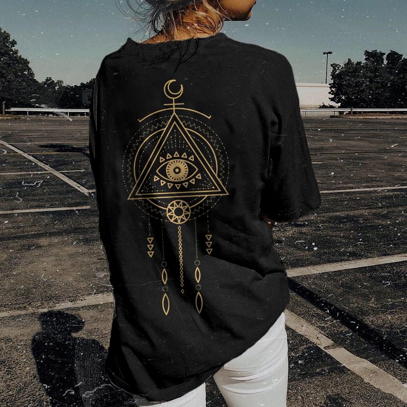   Evil Eye patterns black designer oversized T-shirt - Neojana