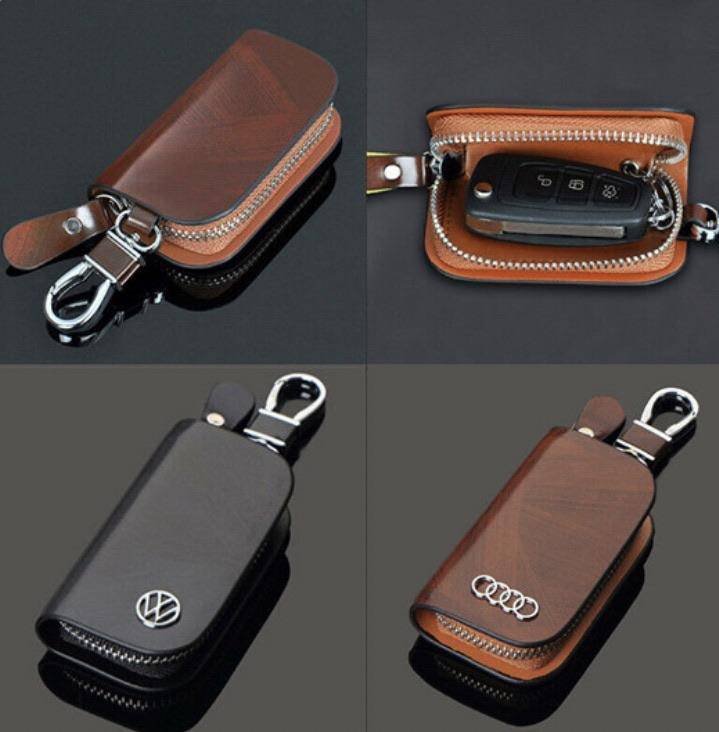 Car Logo Leather Key Case Holder Car Accessories keychain cover for car remote - vzzhome