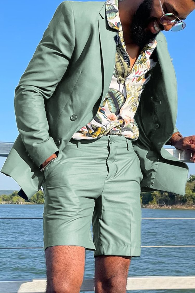 Tiboyz Outfits Premium Green Blazer And Shorts Two Piece Suit