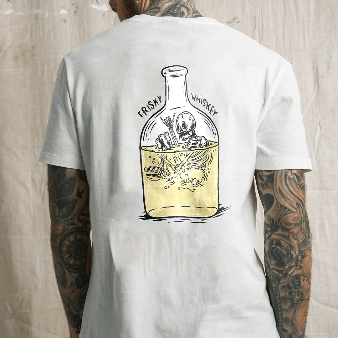 Frisky Whiskey printing loose men's t-shirt designer -  UPRANDY
