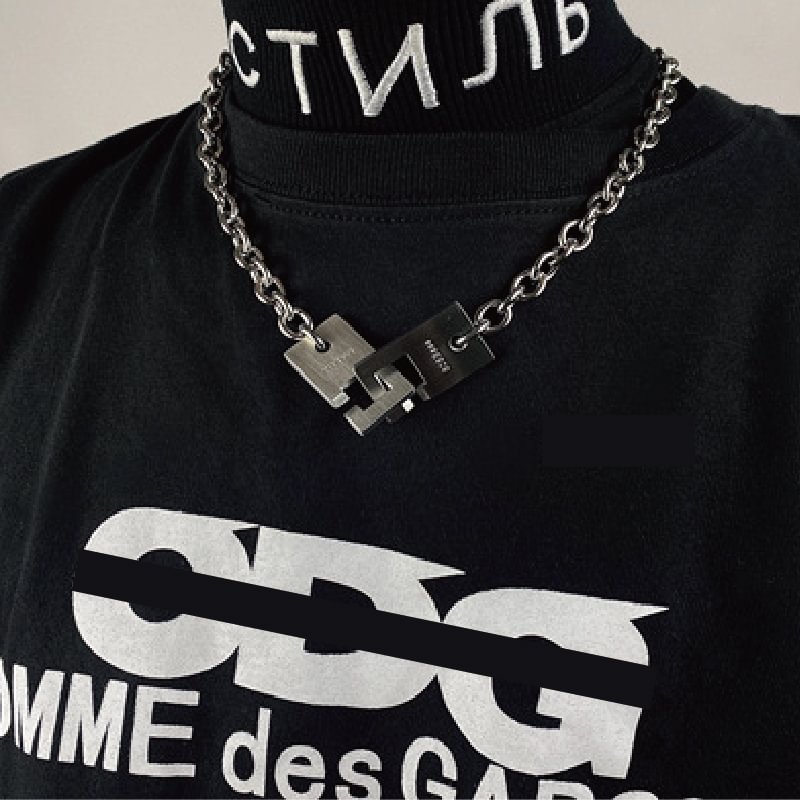 Minimalist Dark Wind Necklace INS Personality Hip Hop Pendant Senior Short Titanium Steel / Techwear Club / Techwear