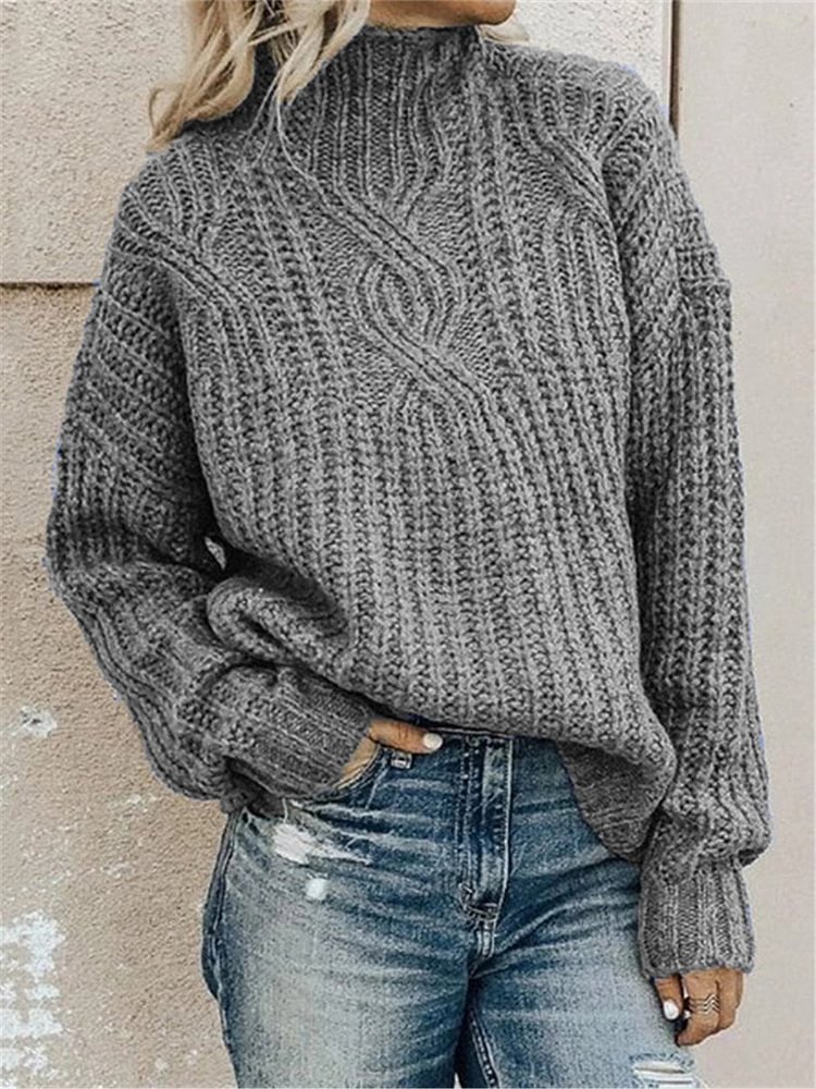 Fashion Solid Color Turtleneck Sweaters