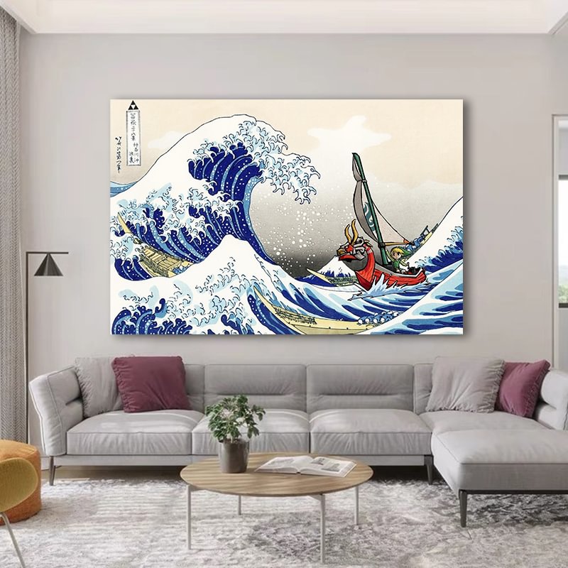 Legend of Zelda Windwaker The Great Wave off Kanagawa Canvas Art
