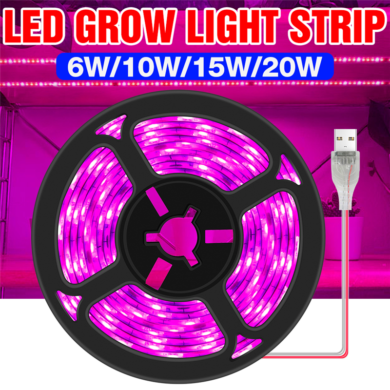 Grow Light LED Full Spectrum Phyto Lamp USB 5V Grow Light Strip 0.5m 1m 2m 3m Plants Flowers LED Greenhouse Cultivo Hydroponic、、sdecorshop