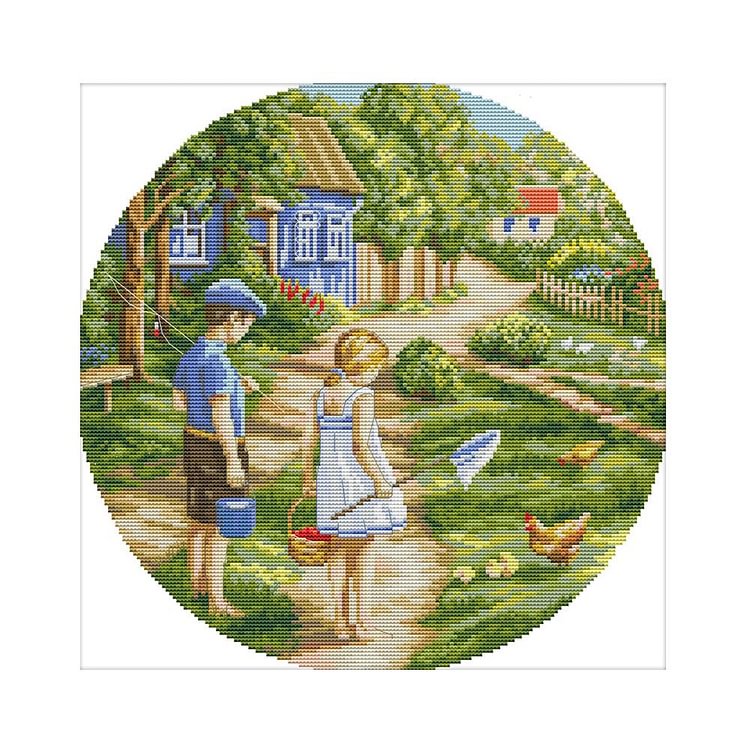 Childhood sweetheart - 14CT Stamped Cross Stitch - 37*37cm