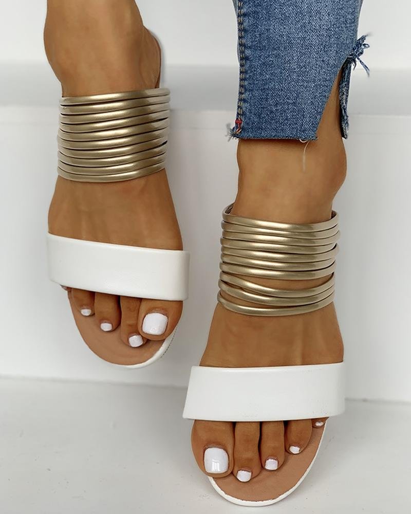 Women's Open Toe Multi- Strap Slipper Sandals-Allyzone-Allyzone