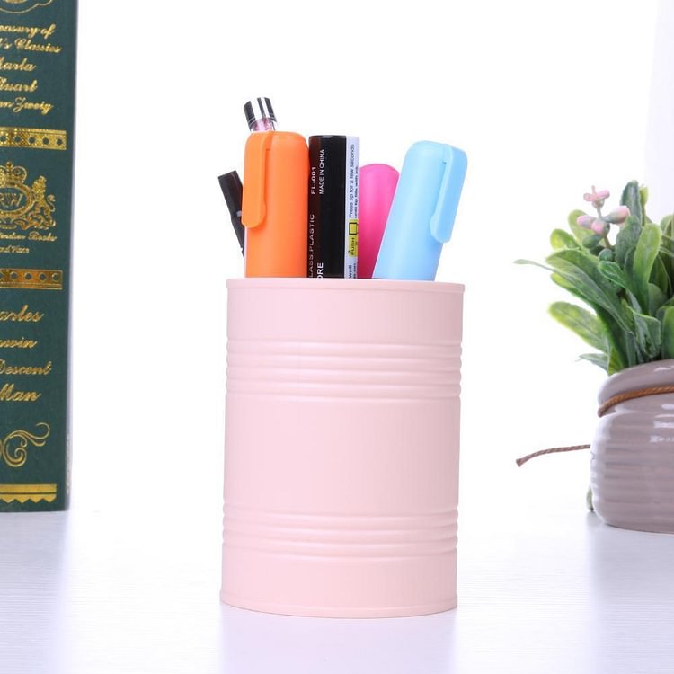 Desktop Cylinder Storage Box Pen Holder Cosmetic Jewelry Brush Container