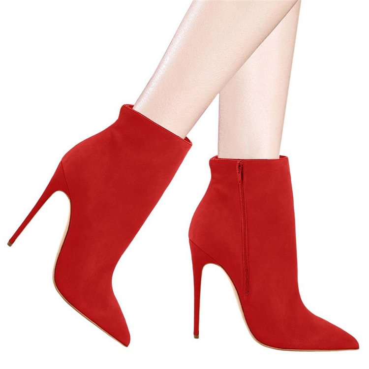 4.72" Women's Ankle Boots Closed Pointed Toe Stilettos Suede Booties