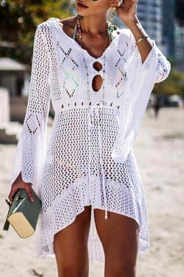 Women Bikini Beach Knitting Sunscreen Cover-up-Allyzone-Allyzone