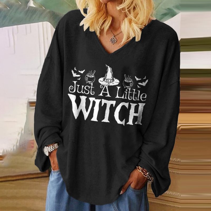 Just A Little Witch Printed Loose T-shirt