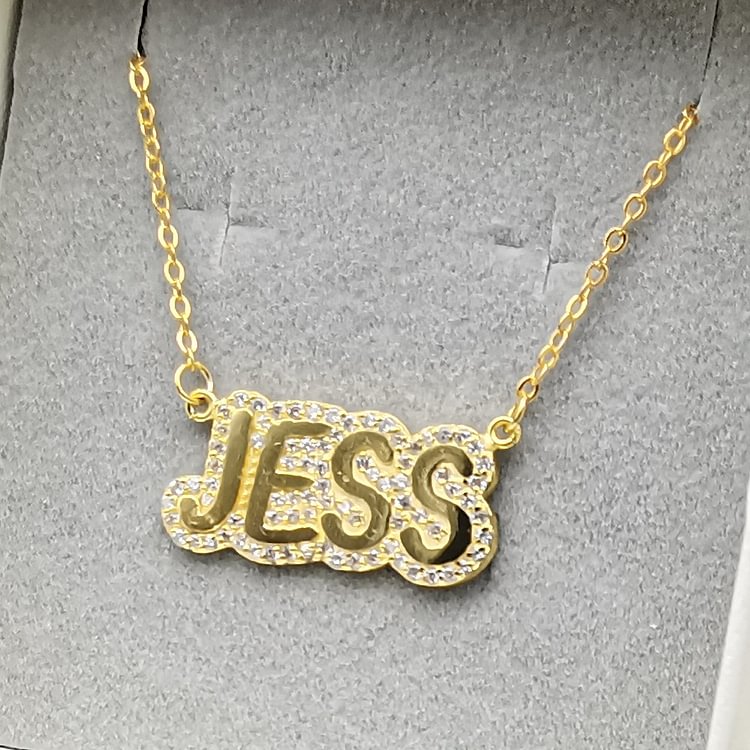 Custom Pendant Name Zircon Letters Gold Personalized Necklaces Jewelry