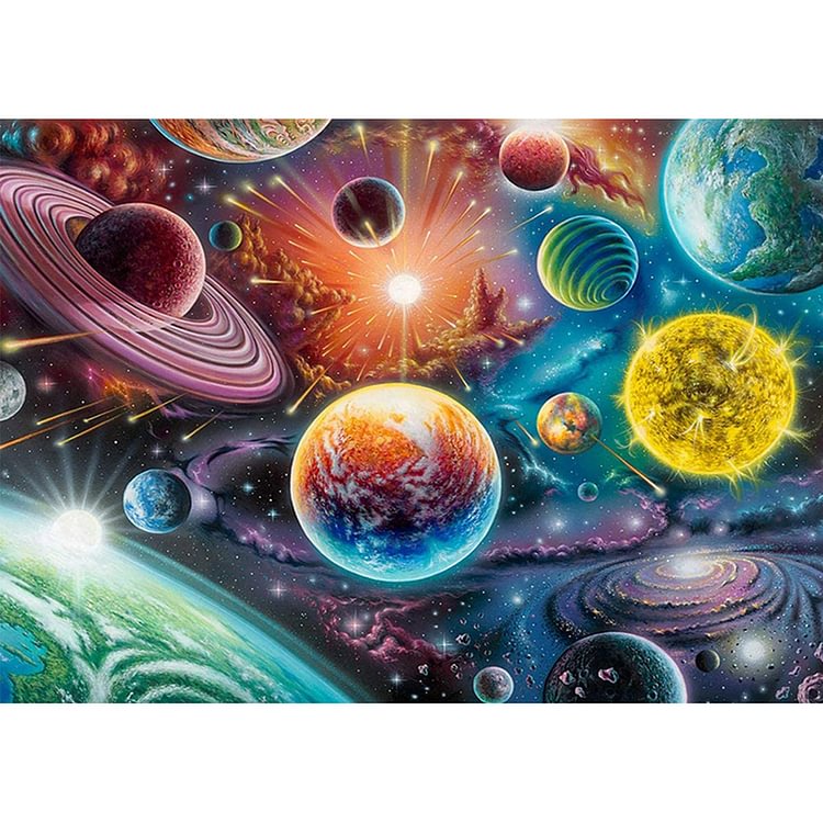 Space Universe Planet - Round Drill Diamond Painting - 40*30CM