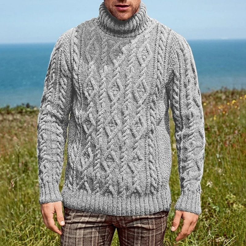 Sweater Men's High Neck Knitted Sweater-Corachic