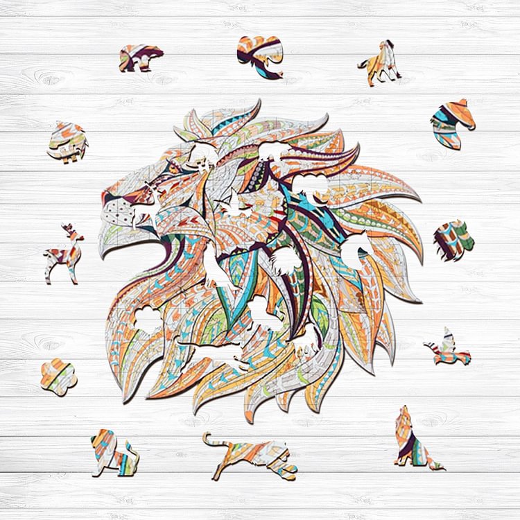 Colorful Lions Wooden Jigsaw Puzzle