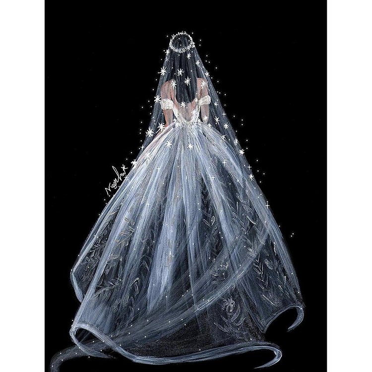 Wedding Dress - Full Round Drill Diamond Painting - 30x40cm(Canvas)