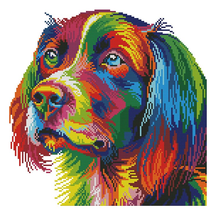 (Counted/Stamped)Rainbow Dog - Cross Stitch  34*34CM