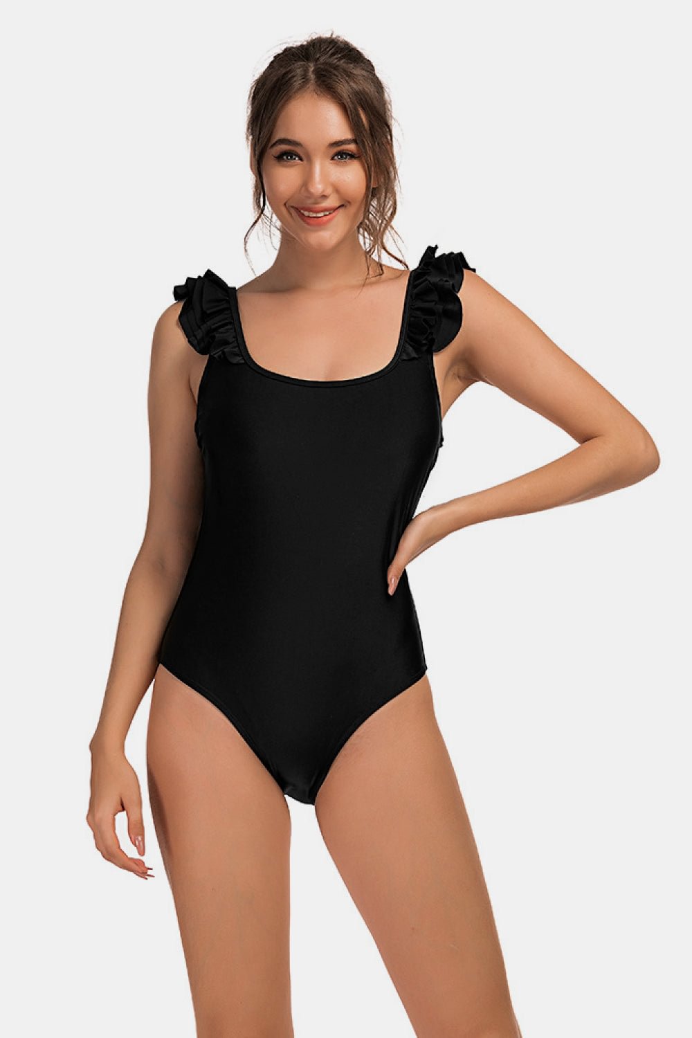 Ceceliam Full Size Run Ruffle Shoulder One-Piece Swimsuit