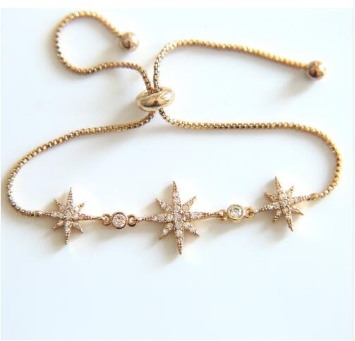 Cubic Zirconia Glitter Adjustable Bracelet Shape Anise Stars-Mayoulove