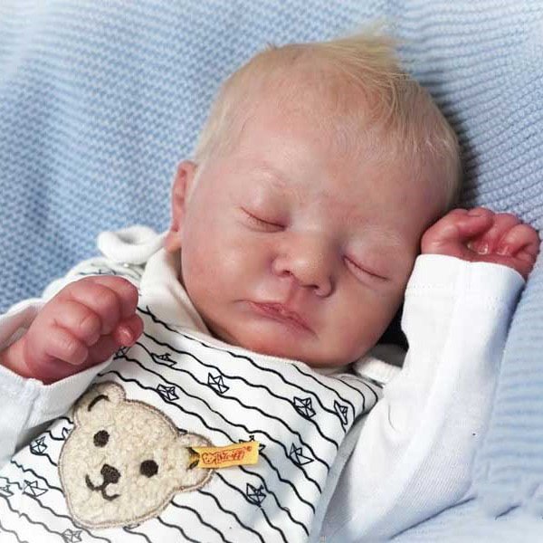 17" Asleep Reborn Baby Boy Phelan,Lifelike Handmade Reborn Doll Set,with Clothes and Bottle