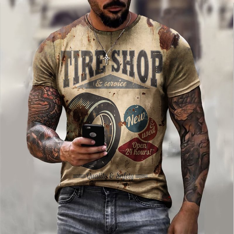Retro Tire Shop Short Sleeve T-shirt / [viawink] /