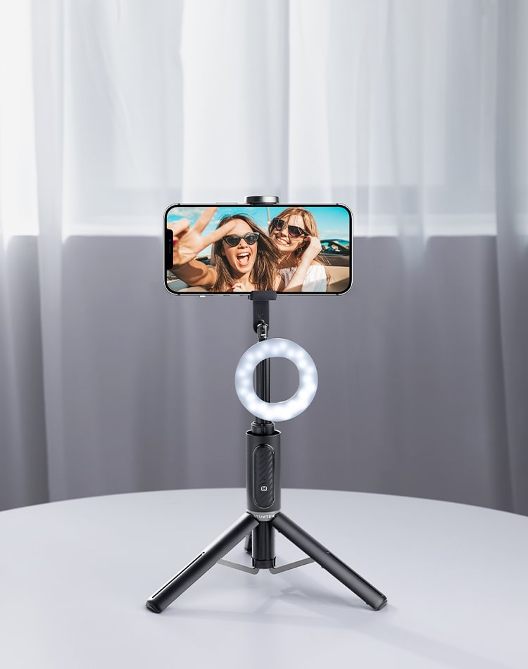 ATUMTEK Premium Mini Selfie Stick with Portable Ring Light Bundle