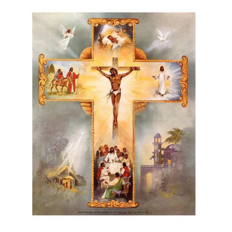 Jesus Cross - Diamant rond partiel - 30x40cm