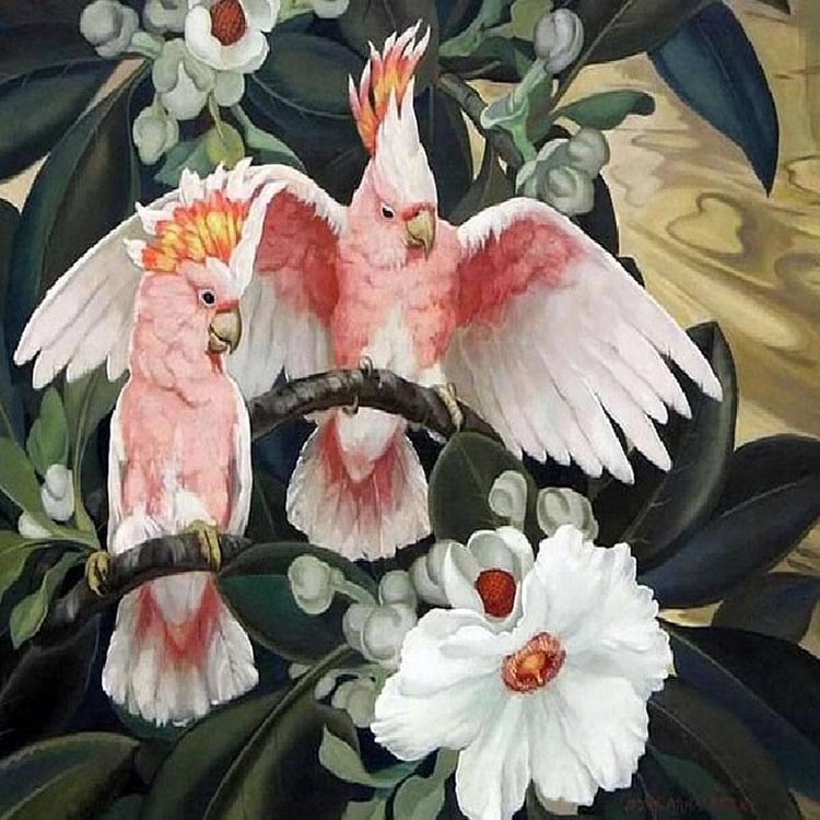 Bird and Flower - Full Round Drill Diamond Painting - 30x30cm(Canvas)