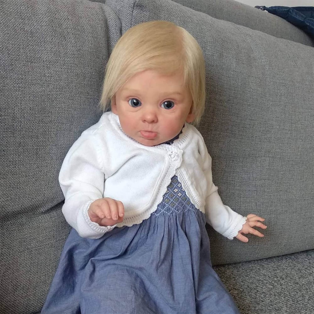 20'' Truly Baby Girl Soft Weighted Reborn Toddler Doll with Blue Eyes With Lovely skimming Little Baby Named Hedy