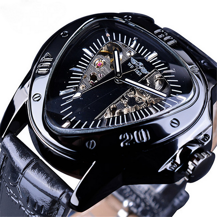 Luxury Steampunk Triangle Automatic Mechanical Men Skeleton Watches