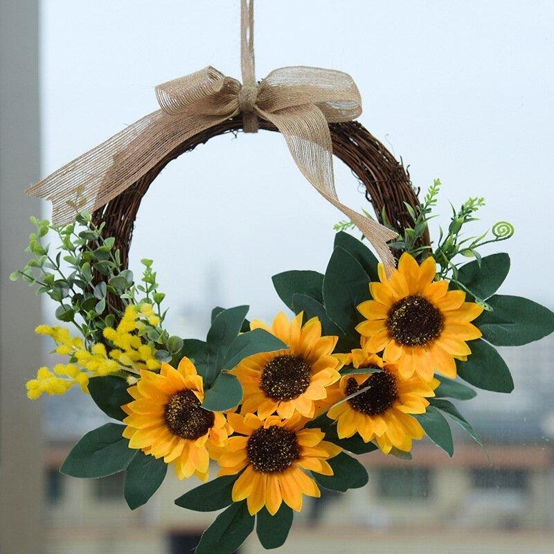 Beautiful Sunflower Grapevine Wreath Summer Floral Wreath、、sdecorshop
