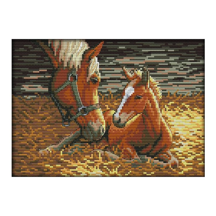 Mother and child love - 14CT Stamped Cross Stitch - 30*21cm
