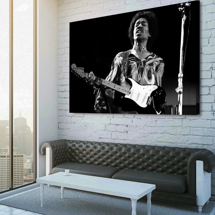 Jimi Hendrix Guitar Play Canvas Wall Art