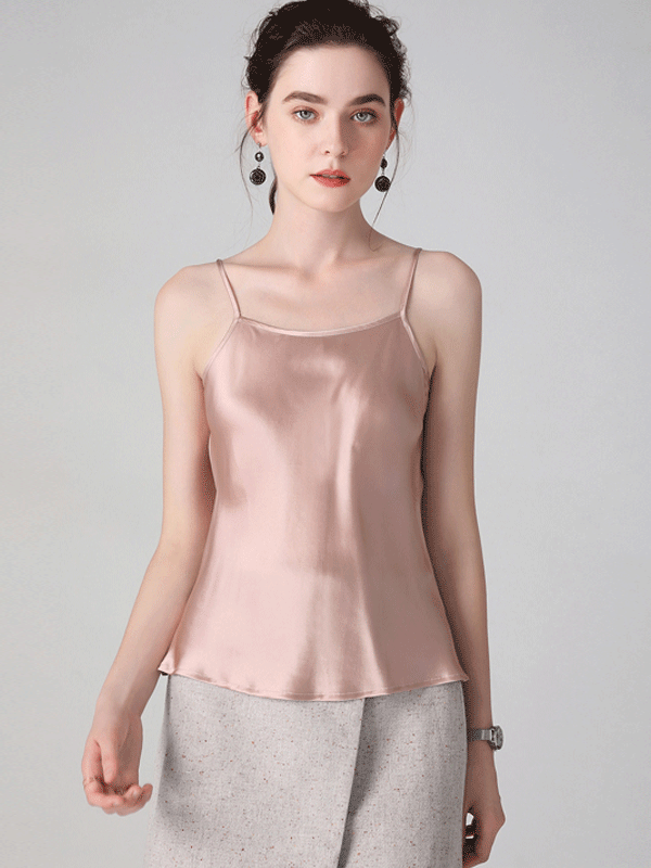 Multi-Color Selected Solid Basic Silk Camisole Pink