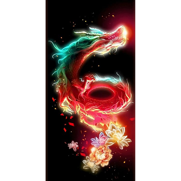 Color Flame Dragon - Round Drill Diamond Painting - 40*80CM (Big Size)