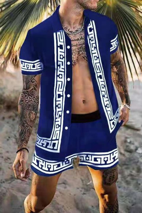 Tiboyz Outfits Casual Loose Beach Shirt Set