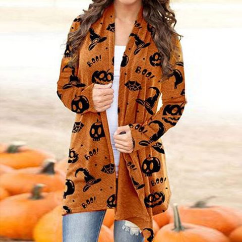 Halloween Day Pumpkins Witch Hats Oversized Cardigan