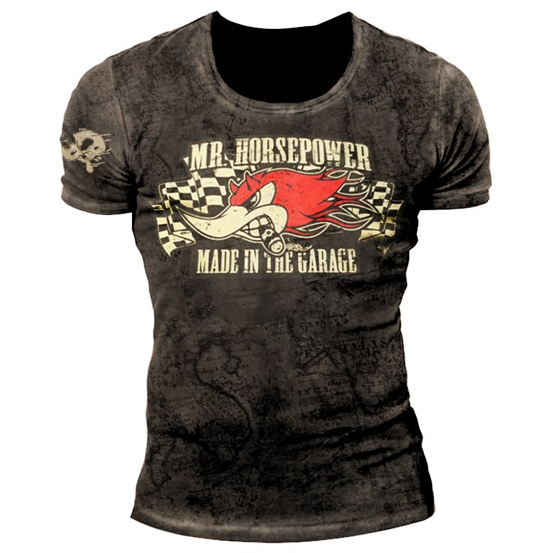 Mr Horsepower Fashion retro short sleeve printed T-shirt / [viawink] /