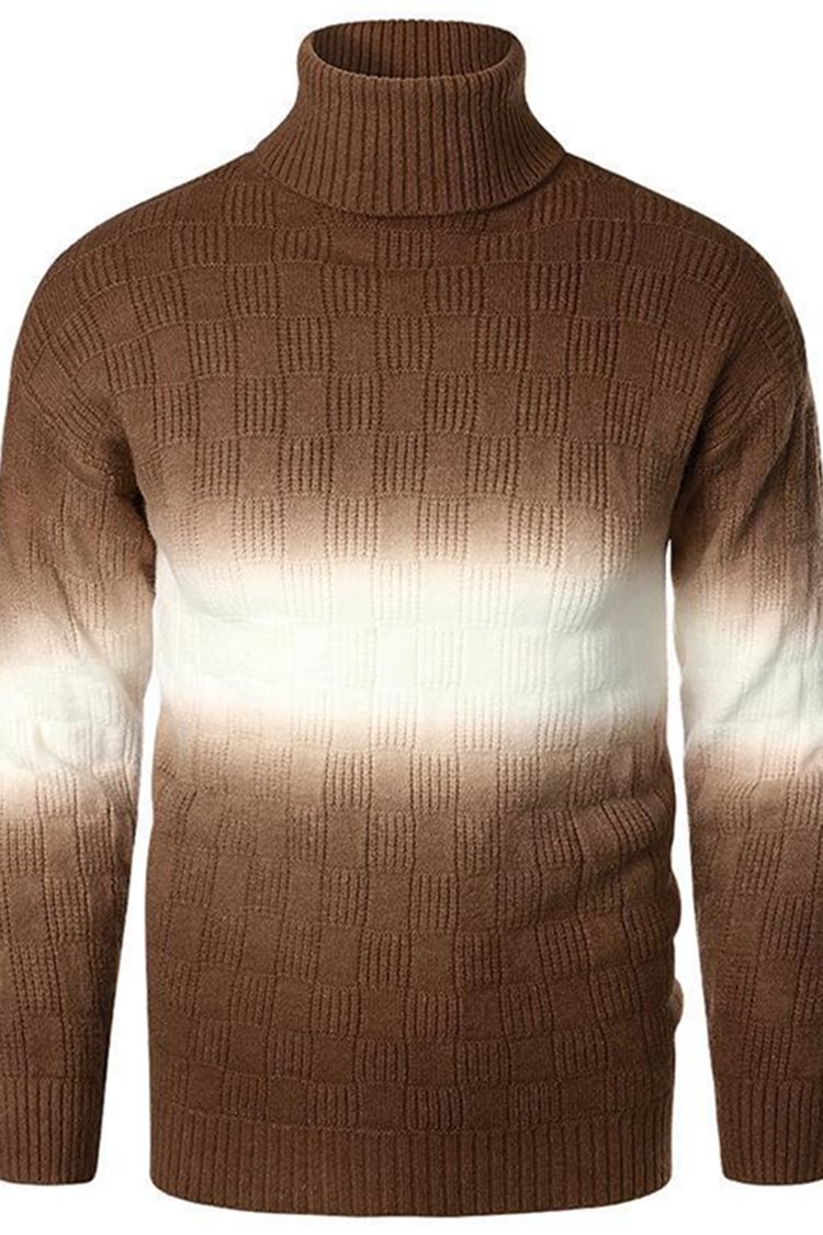 Tiboyz Men's Gradient Turtleneck Knit Sweater
